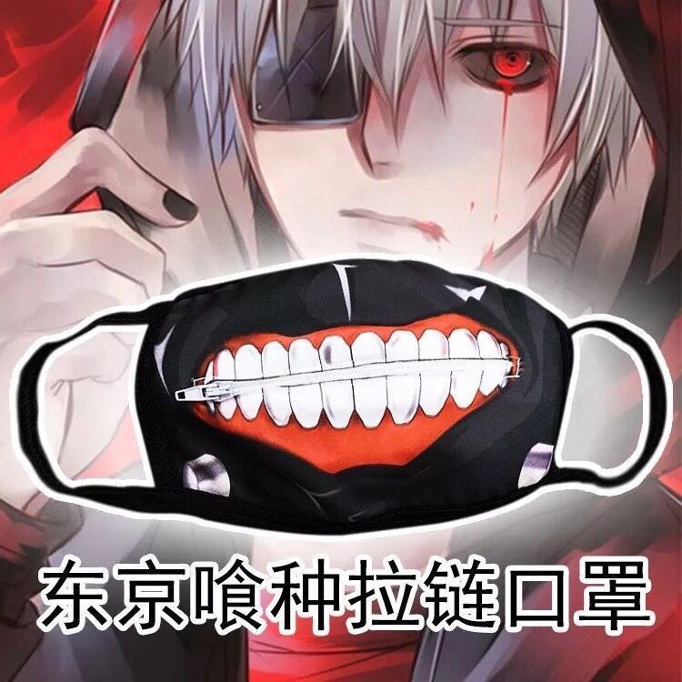 Khẩu Trang Hóa Trang Nhân Vật Anime Tokyo Ghost Kimuyan Phối Khóa Kéo Chống Lạnh