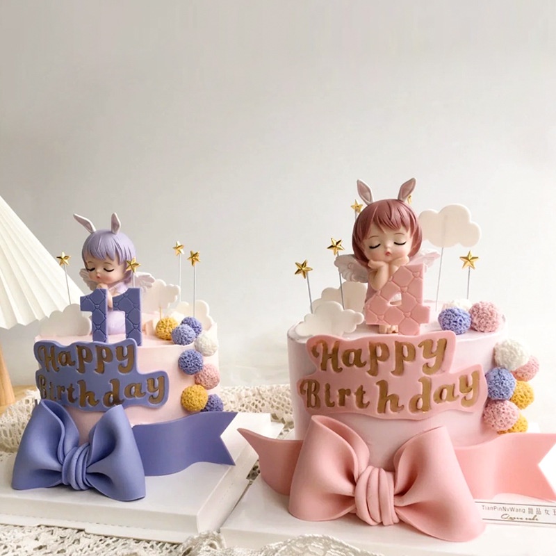 Phụ Kiện Trang Trí Bánh Kem Hình Thiên Thần Đang Ngủ Dễ Thương