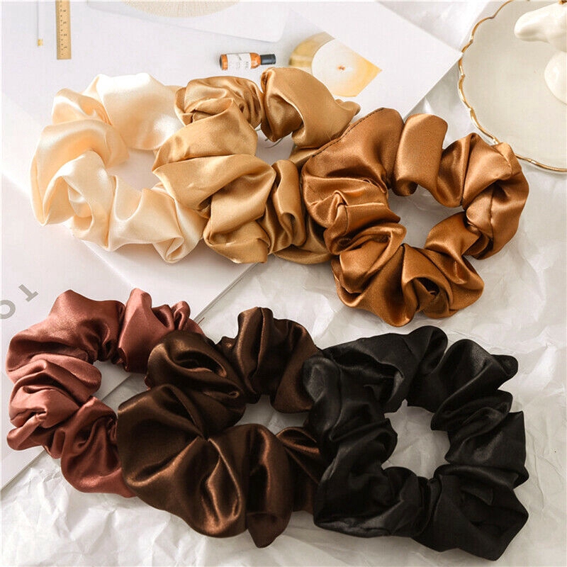 1 dây buộc tóc đuôi ngựa bằng lụa satin co giãn giá đỡ