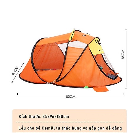 Lều hình thú Hổ cam tự bung cho bé trai và bé gái chơi, ngủ trong nhà. Lều trẻ em, lều cắm trại, dã ngoại, picnic