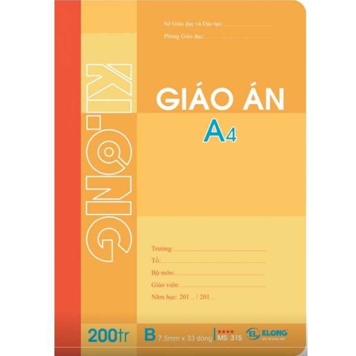 sổ giáo án A4 120 trang - 200trang kẻ ngang Klong