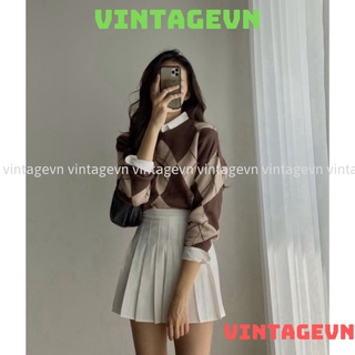 Chân váy tenis màu Tây hot Chân váy xếp li dáng xoè kaca CV0001 vintagevn