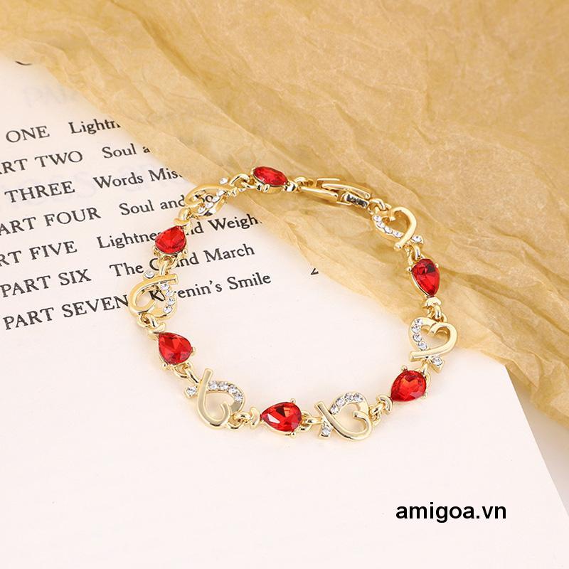 Vòng Tay Đính Đá Hình Trái Tim Xinh Xắn Cho Nữ