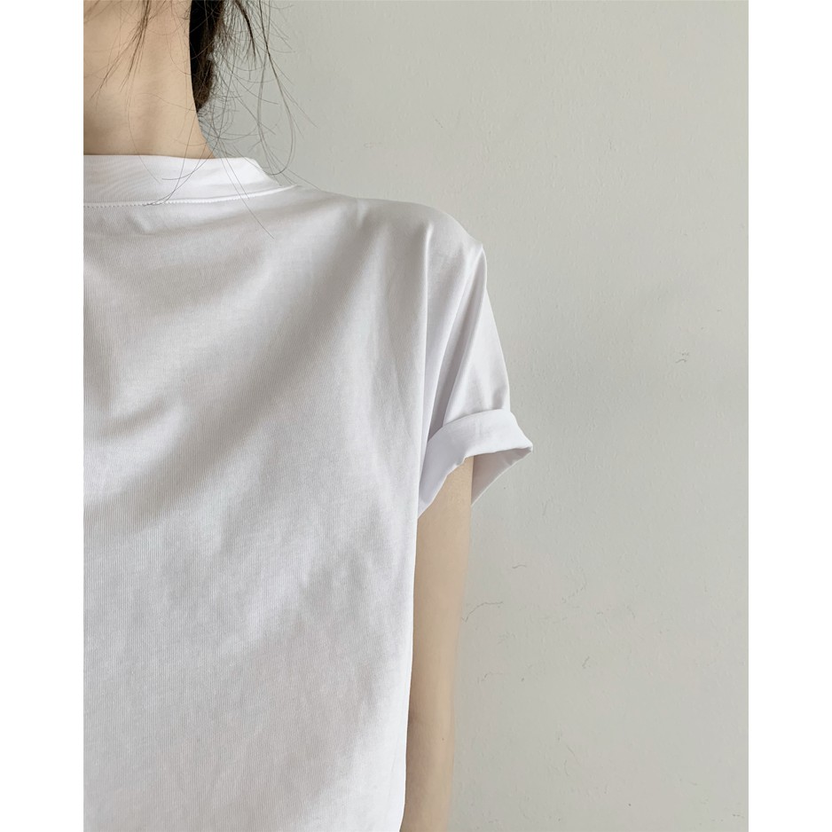 Áo phông nữ cỡ nhỏ size S cổ cao chất cotton mềm mại Harriet