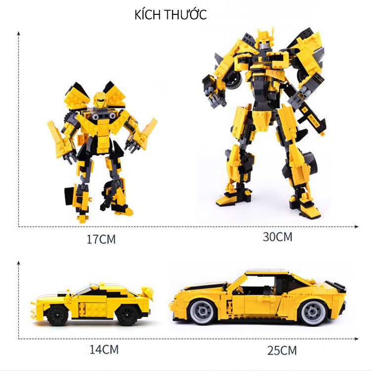 Bộ đồ chơi xếp hình Lego Robot BUMBLEBEE biến hình Lego xe đua / Hộp Giấy / 584 chi tiết