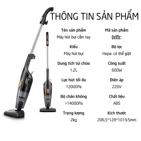 Máy Hút Bụi Cầm Tay Gia Đình 2 trong 1 DX115C Nhỏ Gọn Tiện Dụng Kèm 2 Đầu Hút