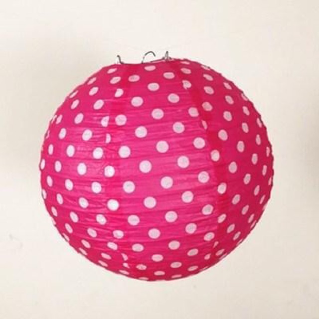SALE Đèn lồng giấy khung sắt chấm bi 30cm