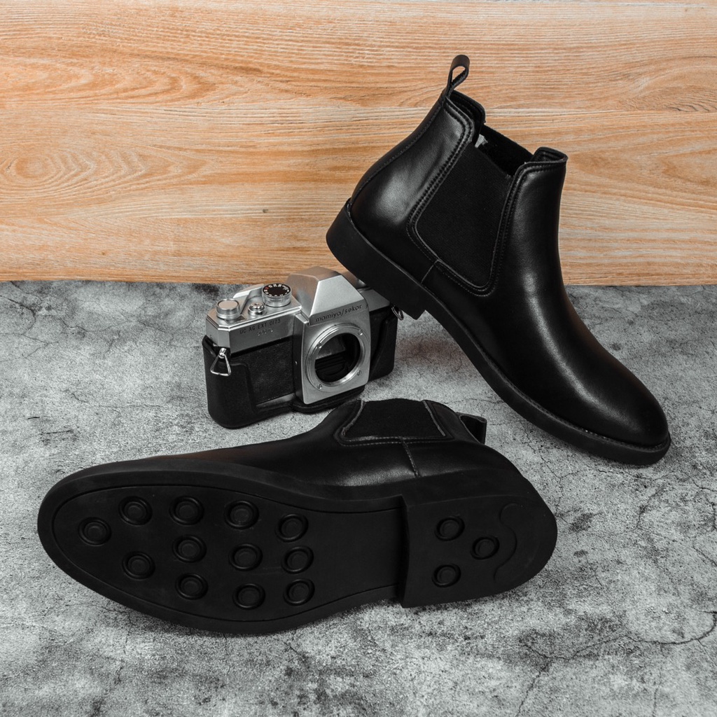 [TẶNG TẤT CAO CỔ] Giày Chelsea Boots Da Sần Chống nước, Phiên bản Cổ lửng tiện lợi, Đế cao su non nguyên khối | BigBuy360 - bigbuy360.vn