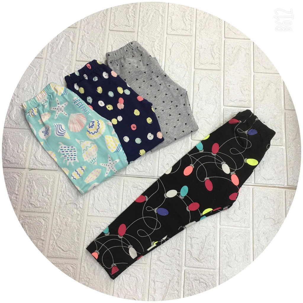 [Hàng Đẹp]Quần Legging Dài 100% Cotton Co Giãn 4 Chiều Cho Bé Gái Size 3-8T