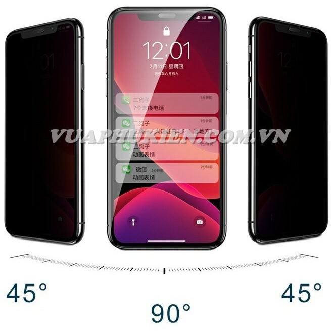 Tấm dán kính cường lực Baseus chống nhìn trộm cho iPhone 12/11 Pro Max/11/12 Pro/11/12/Mini/Xs Max/Xr/X/Xs full màn hình