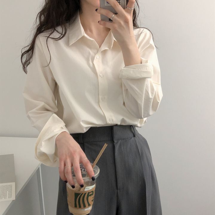 Áo Sơ Mi Dài Tay Thiết Kế Mới Thời Trang Mùa Hè Theo Phong Cách Hàn Quốc Cho Nữ