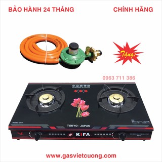 Bếp gas đôi kính KIFA + tặng kèm 1 bộ van dây ngắt gas tự động