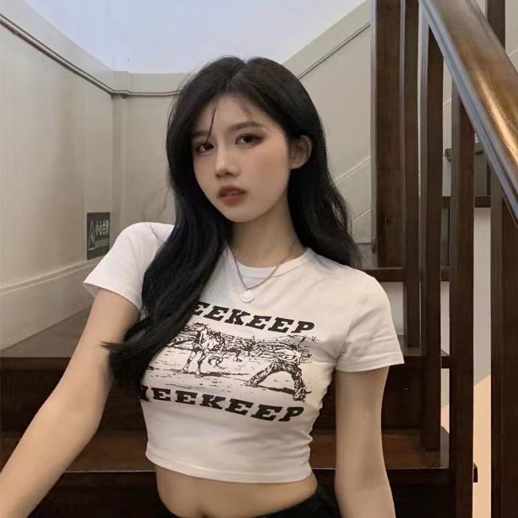 Áo Thun Cotton Ngắn Tay Dáng Ôm In Họa Tiết Thời Trang Mùa Hè Cho Nữ