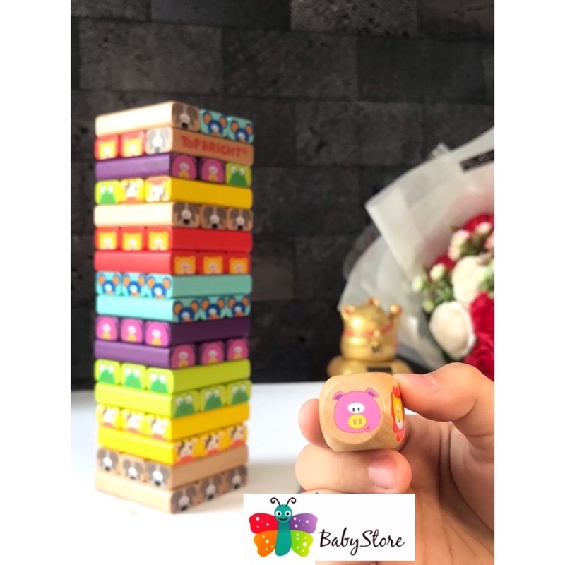 Thanh Rút Gỗ To Right Đa năng cho bé - Tặng bộ hình thẻ và hộp xí ngầu