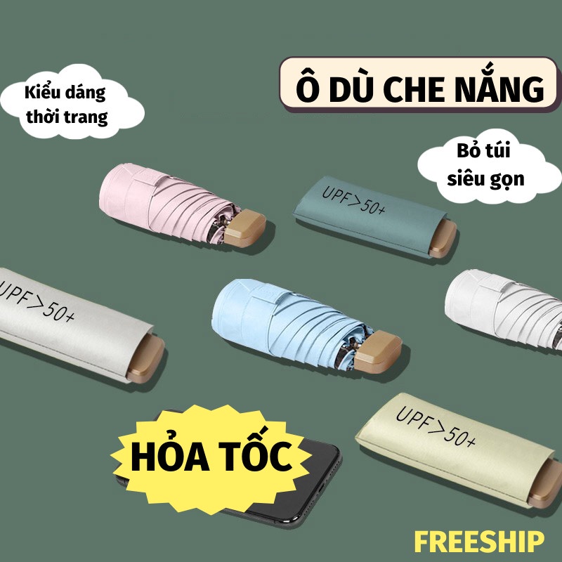 Dù Mini Ô Che Mưa Nắng 2 Lớp Chống Thấm Chống Tia UV Gấp Gọn Bỏ Túi Tiện Dụng Dù Che Mưa Toki