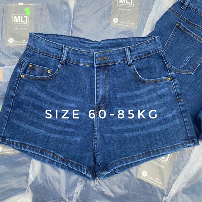 quần đùi bigsize 60-85kg, Quần short big size lưng cao co giãn kim fashion xanh co lai