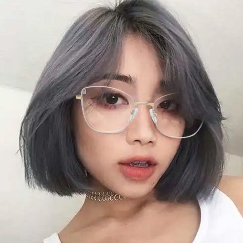 Mắt kính JIUERBA gọng lớn bằng kim loại chống bức xạ phong cách Hàn Quốc thời trang cho nữ