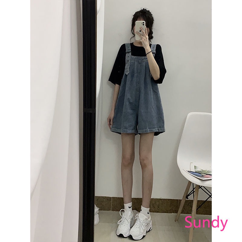 Quần Yếm Denim Ngắn Dáng Rộng Plus Size Thời Trang Mùa Hè Dành Cho Nữ
