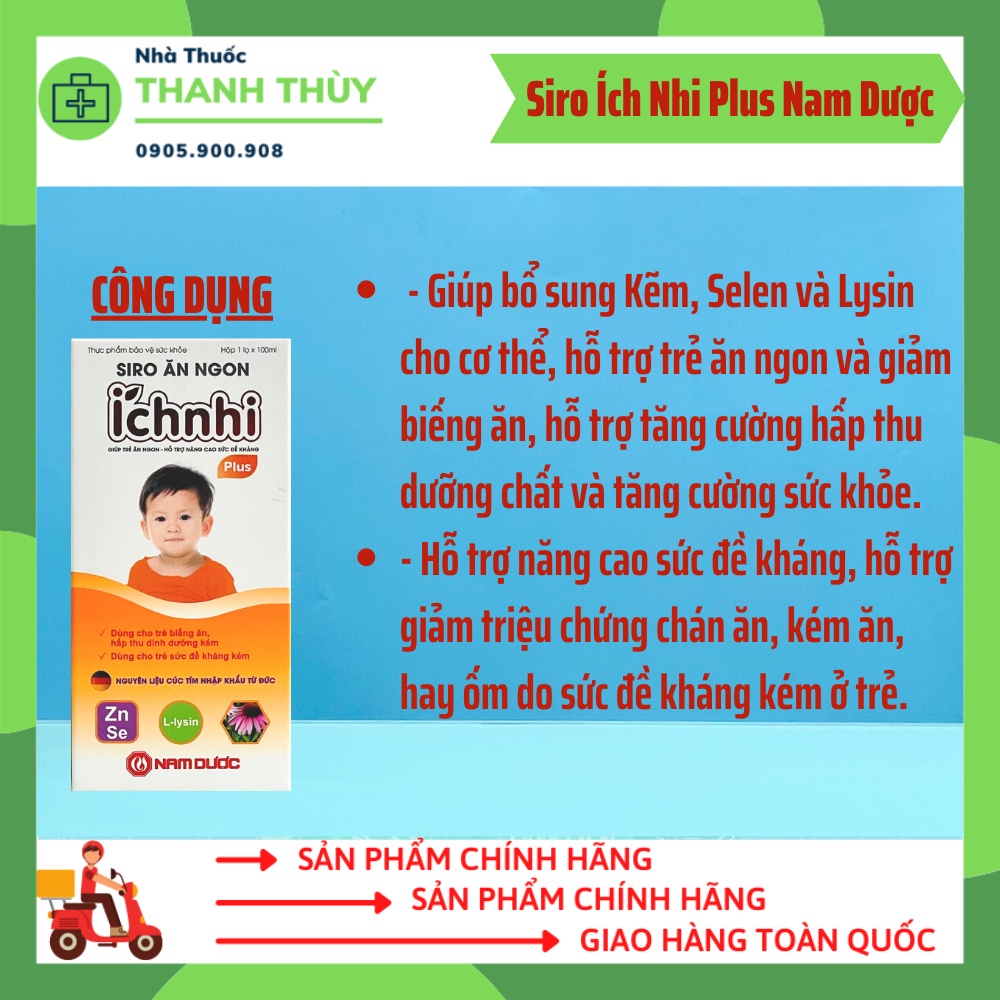 Siro Ăn Ngon Ích Nhi Plus - Giúp Nâng Cao Sức Đề Kháng, Tăng Chuyển Hóa Hấp Thu Dưỡng Chất, Trẻ Ăn Ngon