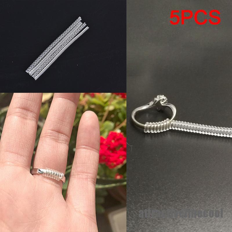 Set 5 Đế Lót Nhẫn Hình Xoắn Ốc Trong Suốt Điều Chỉnh Kích Thước