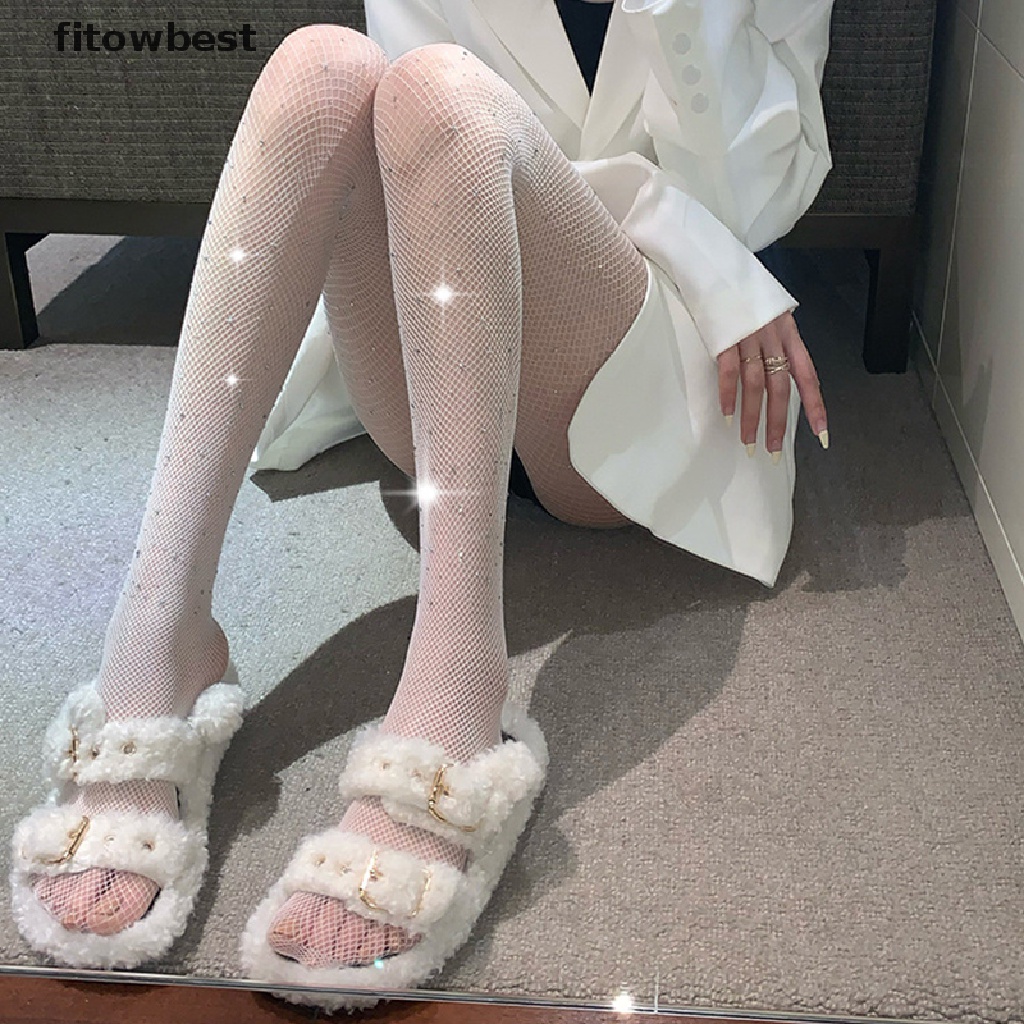 Tất lưới mắt cá dáng ôm đính kim cương nhân tạo lấp lánh gợi cảm cho nữ