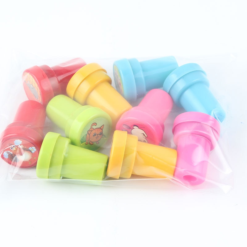 Bộ 10 đồ chơi đóng dấu họa tiết trái cây/động vật dành cho trang trí sổ tay diy của bé