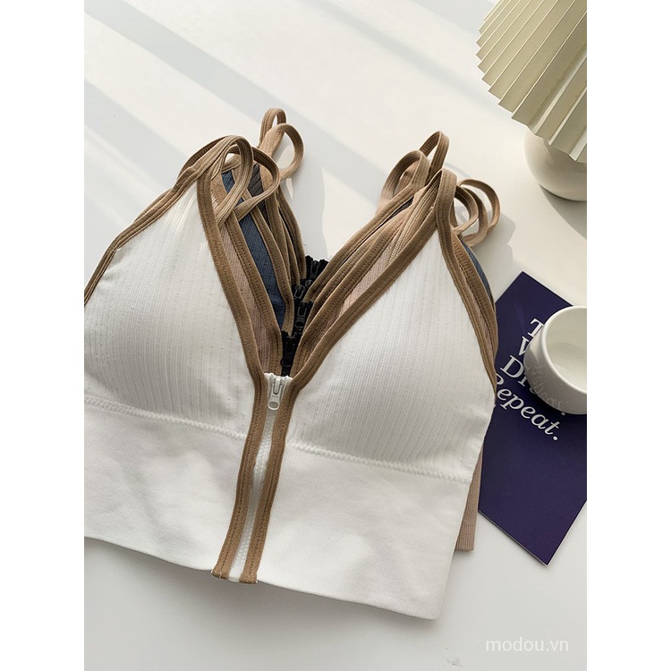 Áo hai dây cổ v khoét sâu thiết kế dáng hở lưng có mút đệm W9Ib cho nữ