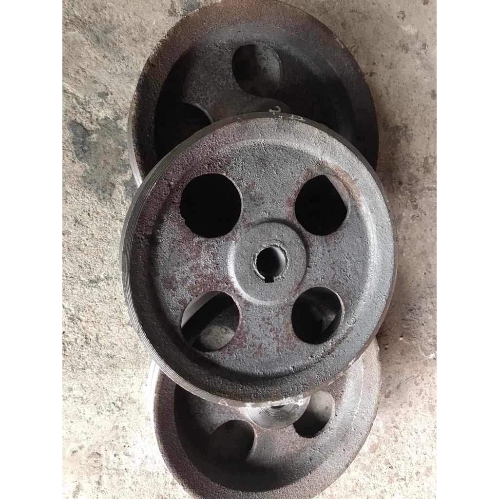 BuLy Gang 220mm 2 Rãnh B lỗ trục 24 - 28 Bánh Xe Cao Su BL220/2B