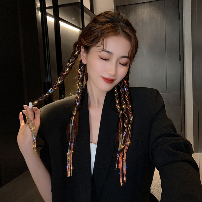 Chuỗi Dây Tua Rua Đính Đá Trang Trí Tóc Đuôi Ngựa