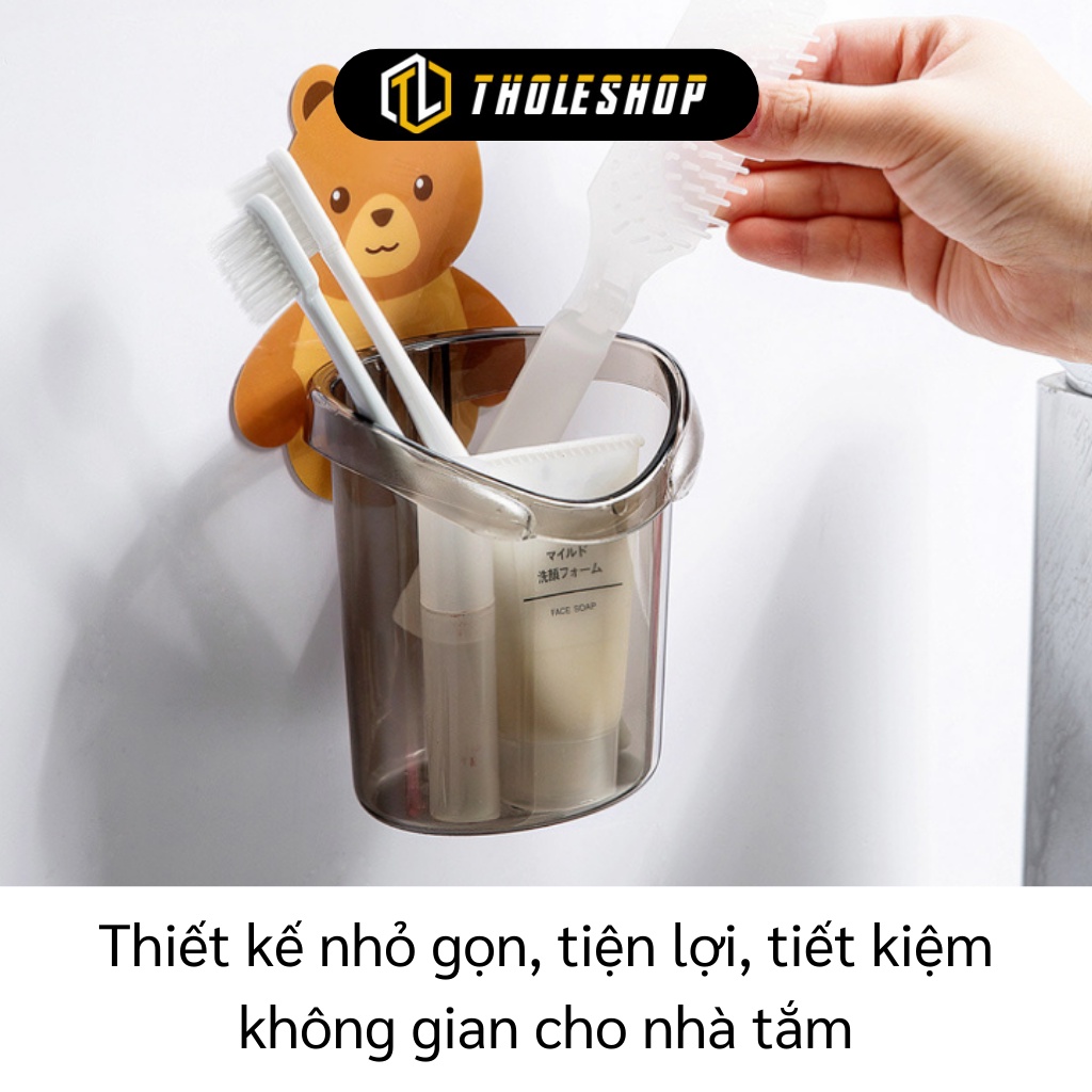 Cốc Gấu Dán Tường Đựng Bàn Chải - Giá Đỡ Bàn Chải Và Kem Đánh Răng Đáng Yêu 9746