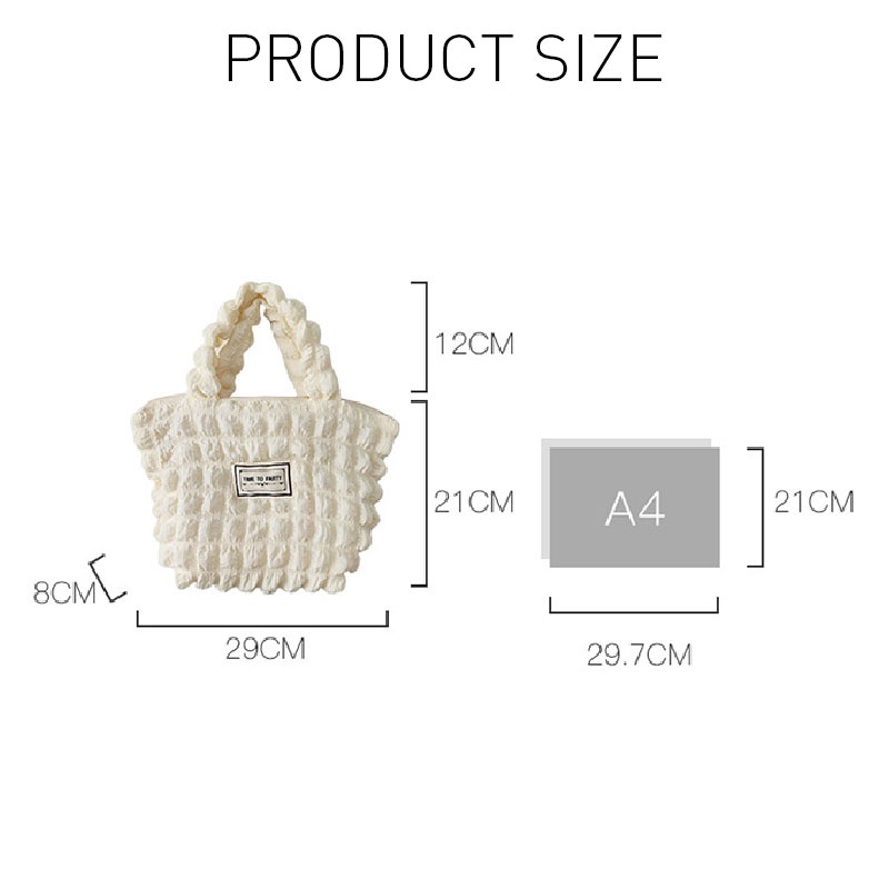 Túi tote đeo vai YADOU xếp ly họa tiết bong bóng đám mây phong cách Hàn Quốc