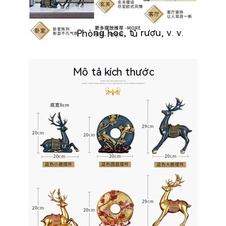 Cặp Tượng Hươu Phong Cách Châu Âu Sang Trọng Kết Hợp Với Màn Hình Sáng Tạo Trang Trí Văn Phòng / Tivi / Tủ Để Bàn