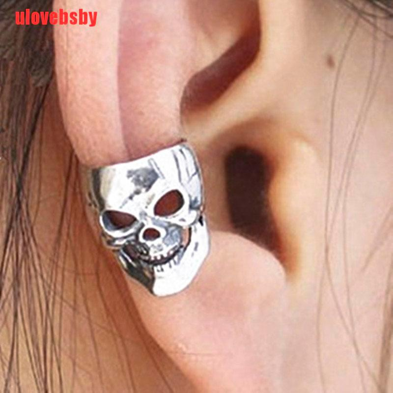 [ulovebsby]1/2/4 pcs Fashion Gothic Punk Vintage Skull Ear Cuff Wrap Clip on Earring No Pie