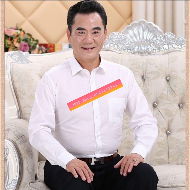 Áo Sơ Mi Dài Tay Màu Trắng Dáng Suông Nam Trung Niên Trung Tuổi