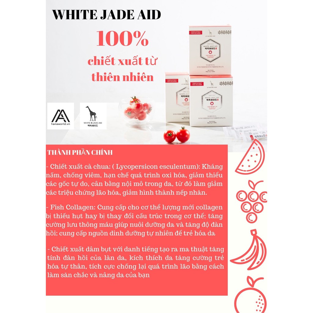 Bột collagen trắng da White Jade Aid 30 gói