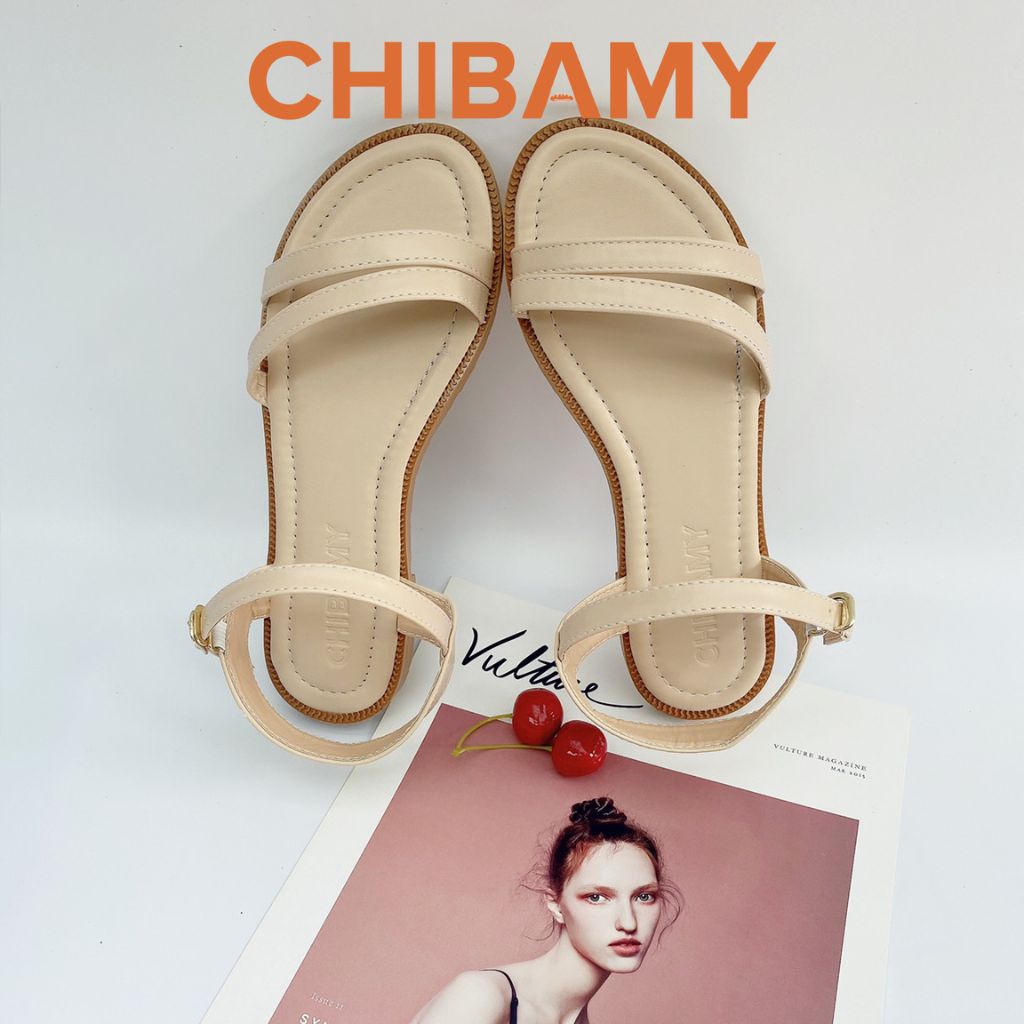 Dép sandal nữ đế bệt CHIBAMY, dép quai hậu 2 quai mảnh mã SD01
