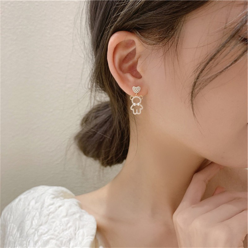 Bông tai hình gấu dễ thương phong cách Hàn Quốc thời trang mùa hè cho nữ F083 2021