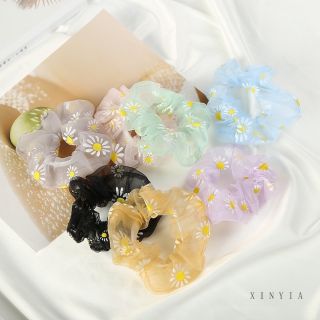 Scrunchies Dây buộc tóc mỏng hình hoa cúc