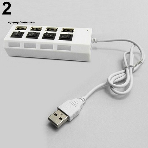 【OPHE】4 Port Hub High Speed USB 2.0 ON OFF Switch Indicator Light Splitter Adapter