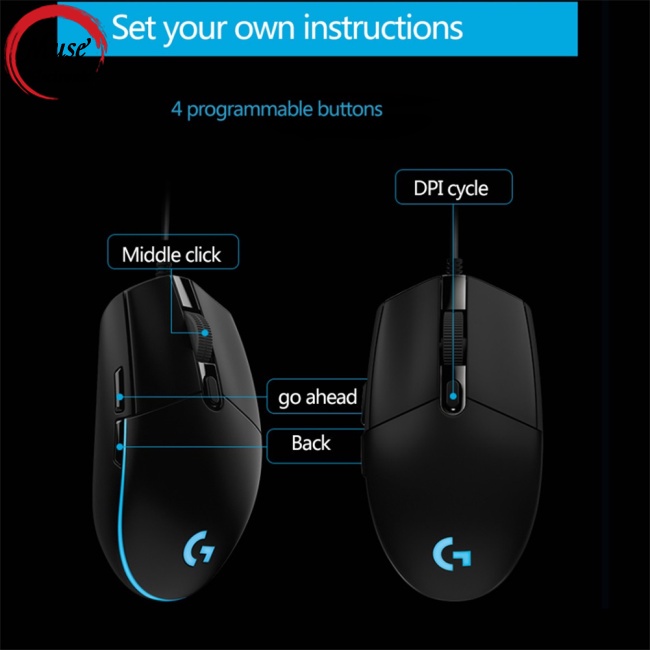 Chuột Quang Chơi Game Có Dây Logitech G102 200-8000dpi 6 Nút Tương Thích Với Windows 7