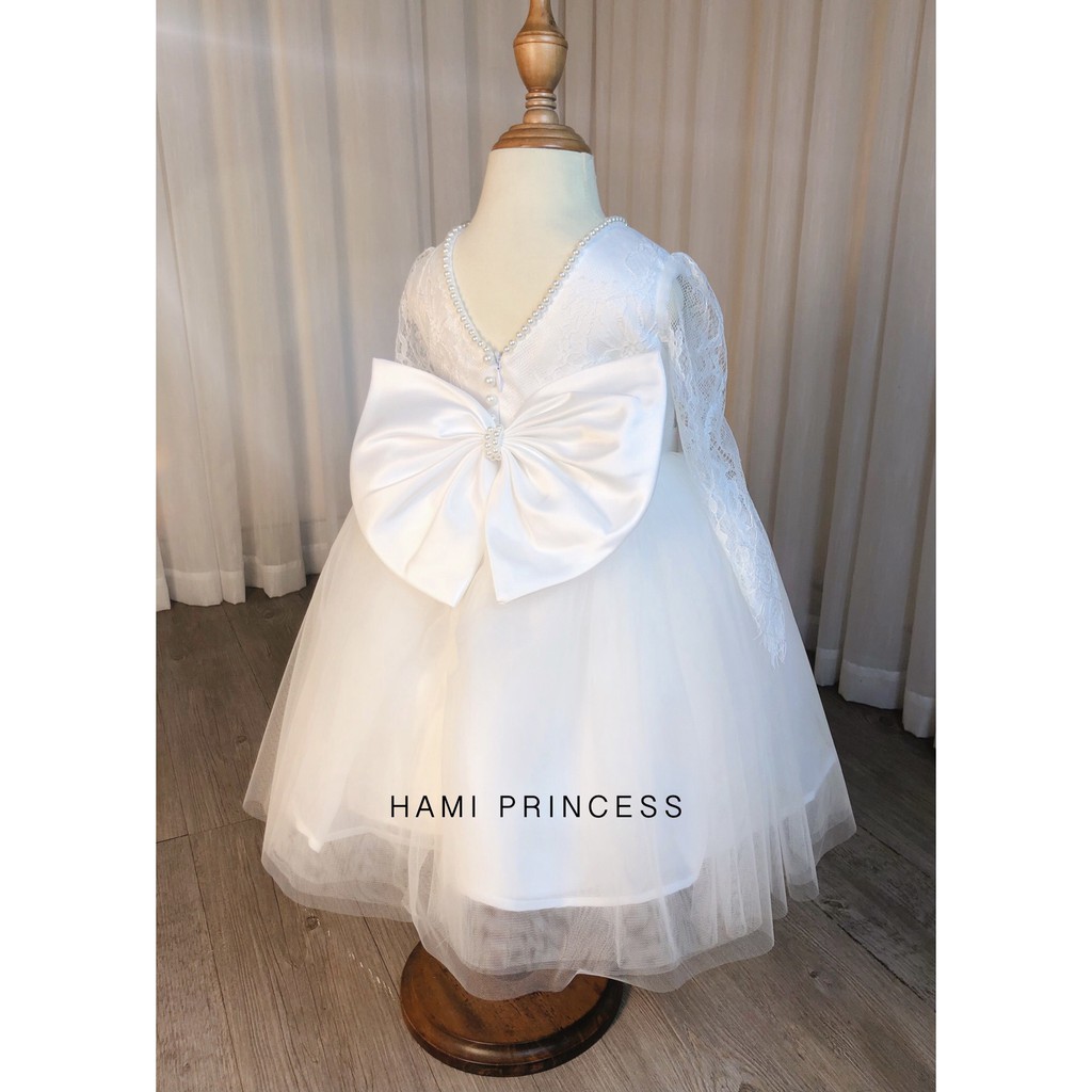 Váy Công Chúa Cô Dâu Nhí Trắng Tinh Khôi HAMI PRINCESS ❤️ Tặng Kèm Vương Miện Cô Dâu