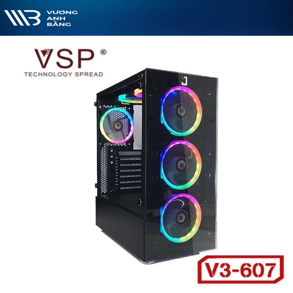 Case Vision V3-607 Gaming Hông Kính Cường Lực ( Chưa có Fan)