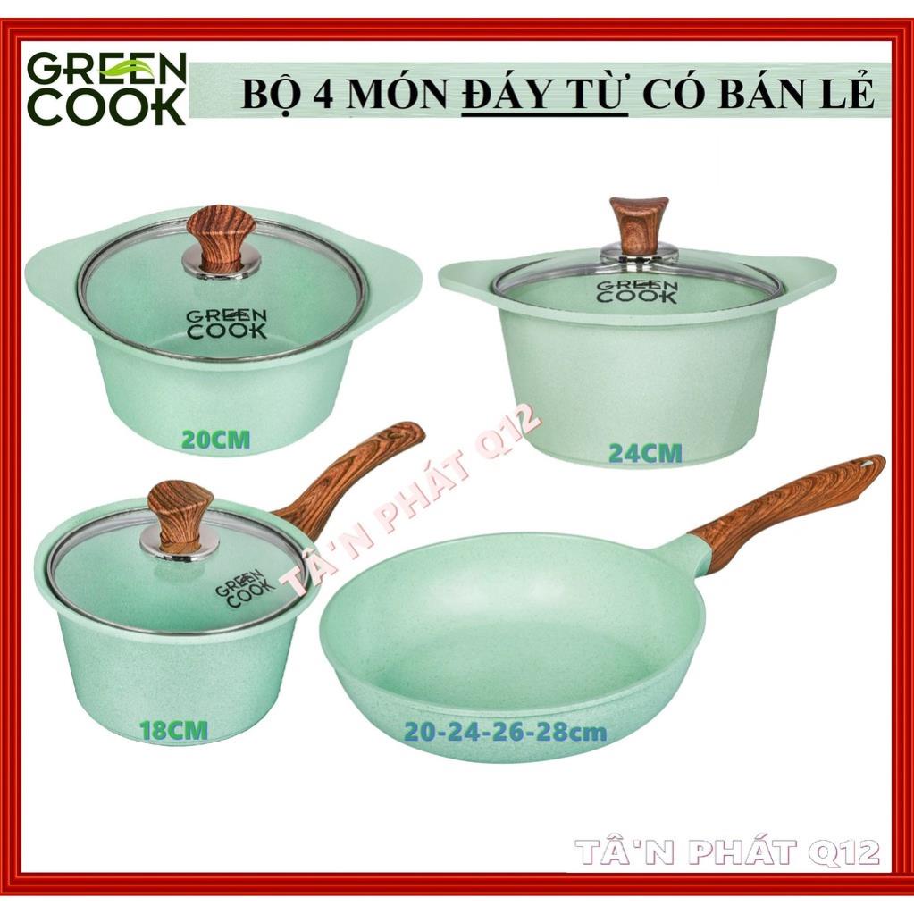 NỒI ĐUC MEN ĐÁ XANH NGỌC GREENCOOK 20-24CM (ĐÁY TỪ)