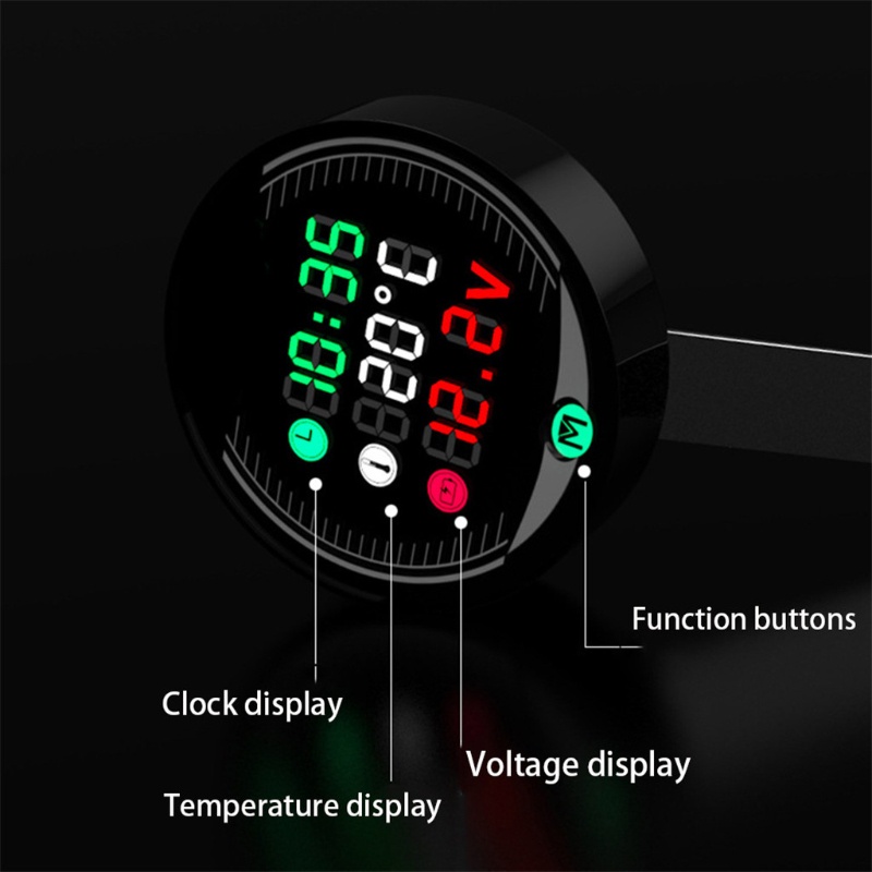 Vôn Kế Kỹ Thuật Số 5 Trong 1 Màn Hình LED Hiển Thị Nhiệt Độ Nước Và Nhiệt Độ Cho Xe Máy