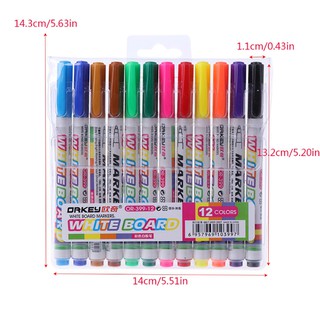 12 Colors Whiteboard Marker  Toxic Mark Sign Fine Nib Set Supply