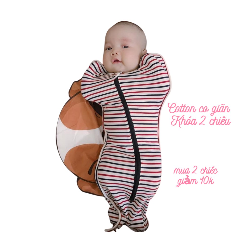 Khăn quấn bé, nhộng quấn chũn giúp bé ngủ ngon chất cotton co giãn 4 chiều kèm hộp