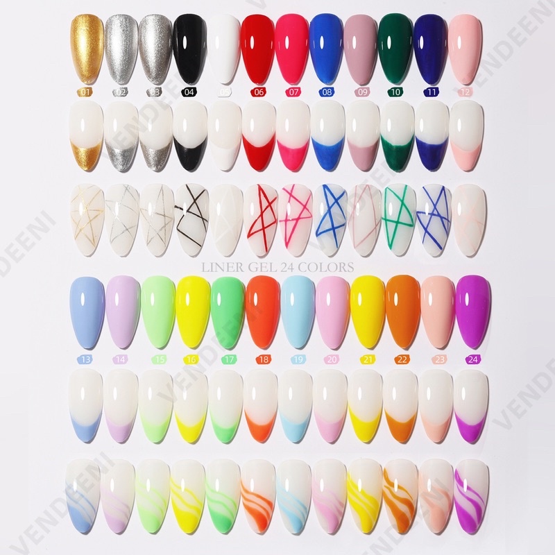 Sơn Nail Gel, Sơn Móng Tay, Sơn gel cọ nét vẽ móng vendeeni 24 màu