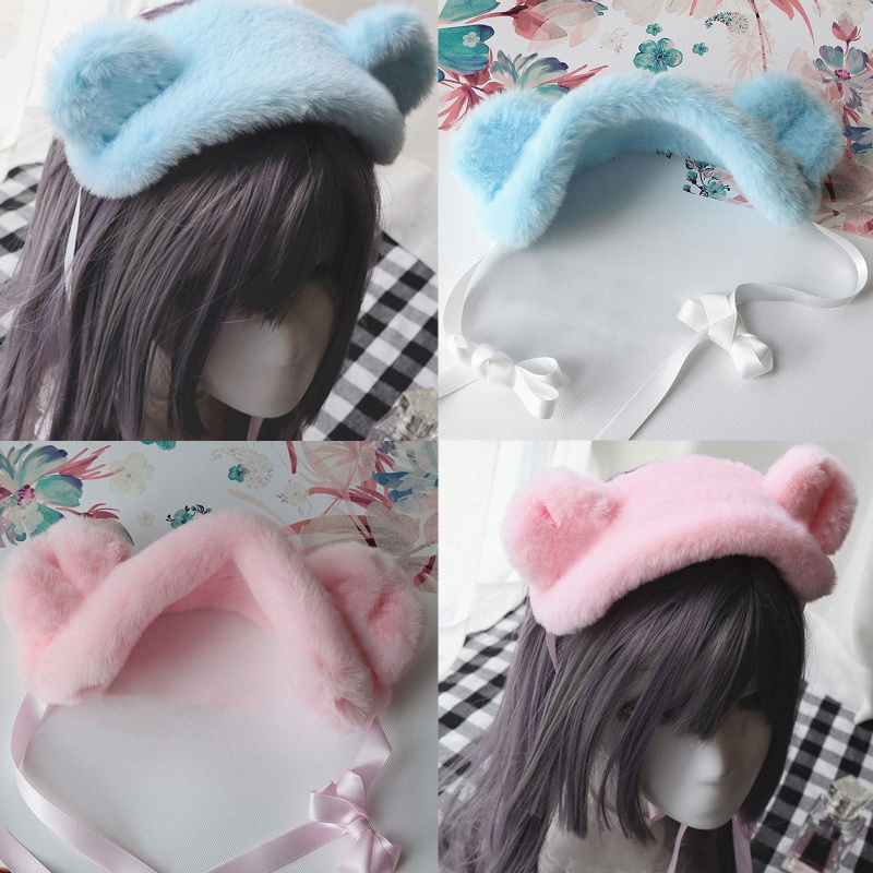 Băng Đô Tai Thú Bông Mềm Mại Hóa Trang Halloween Cho Nữ