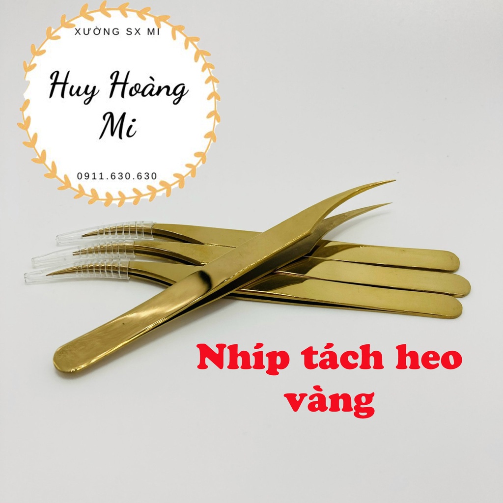 Nhíp tách heo mạ vàng_nhíp gắp mi_dụng cụ nối mi_Huy Hoàng Mi