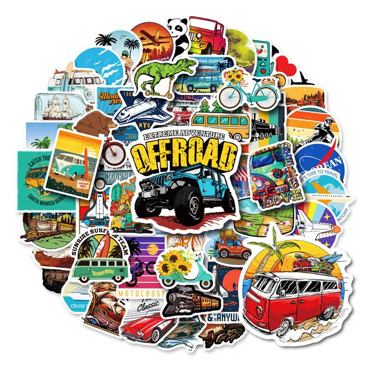 50 tấm dán Sticker Camping cắm trại ngoài trời phong cảnh không thấm nước dán laptop, nón bảo hiểm, xe, điện thoại, vali